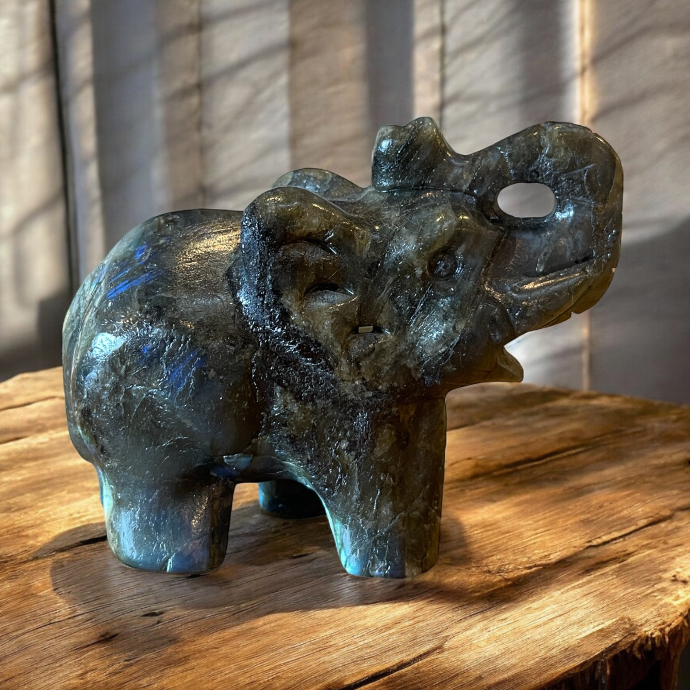 Labradorite Elephant Carving